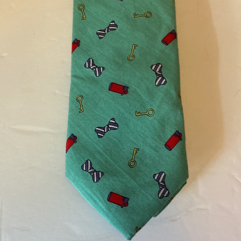 VTG Men's Accents By Isaac Zelcer Slim Necktie Green Cotton Italy